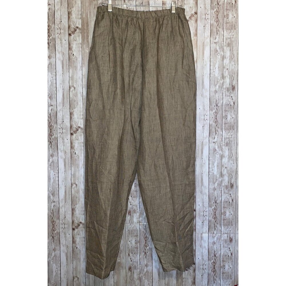 Women's Tin Lizzie 100% Linen Pull On Pants Size 1X Pockets NWOT Tan Beige